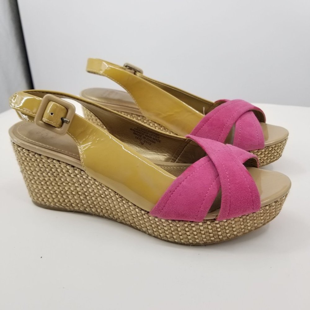 Women’s Pink and Yellow Wedge Sandals